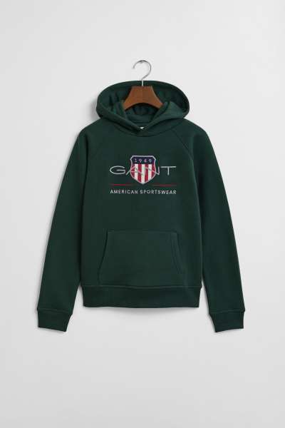 MELEGÍTŐFELSŐ GANT ARCHIVE SHIELD HOODIE TARTAN GREEN