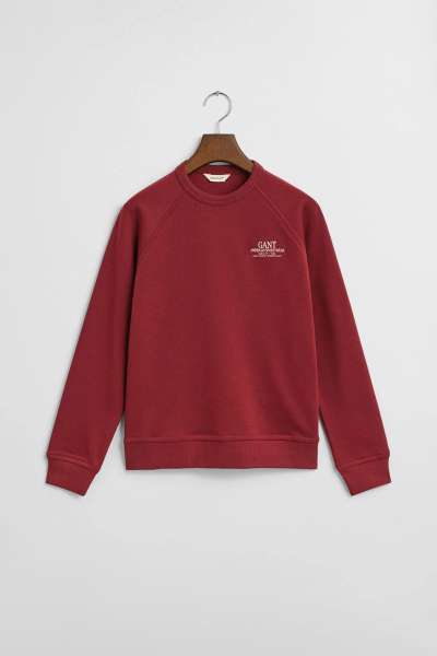 MELEGÍTŐFELSŐ GANT GRAPHIC RAGLAN C-NECK SWEAT PLUMPED RED