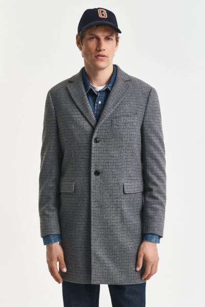 KABÁT GANT CLAIC TWO-TONE WOOL COAT BLACK