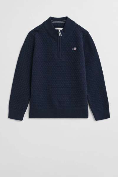 PULÓVER GANT MICRO TEXTURE HALF ZIP EVENING BLUE