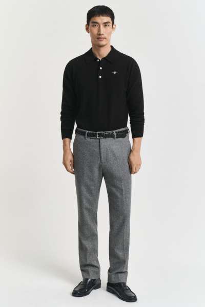 NADRÁG GANT FLANNEL HERRINGBONE SUIT PANTS ANTRACIT MELANGE