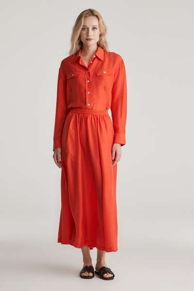 SZOKNYA GANT HABOTAI SILK SKIRT ORANGE RED