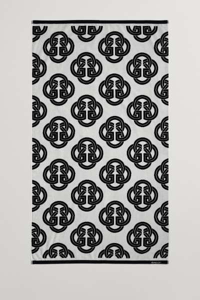 FÜRDŐLEPEDŐ GANT MONOGRAM PRINT BEACH TOWEL  BLACK