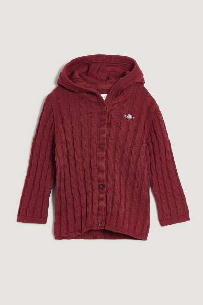 KARDIGÁN GANT COTTON CABLE CARDIGAN PLUMPED RED