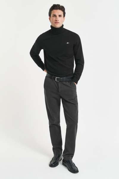 NADRÁG GANT SLIM COTTON HERRINGBONE PANTS ANTRACITE