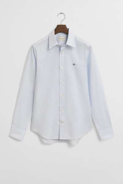 ING GANT LIM TRETCH POPLIN TRIPED HIRT LIGHT BLUE