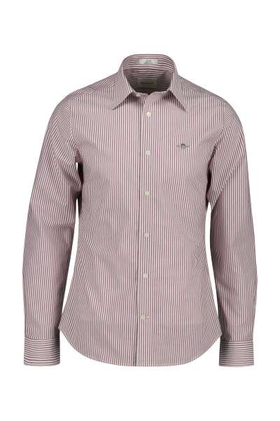 ING GANT LIM TRETCH POPLIN TRIPED HIRT PLUMPED RED