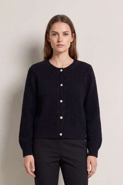 KARDIGÁN GANT BOUCLE C-NECK CARDIGAN BLACK