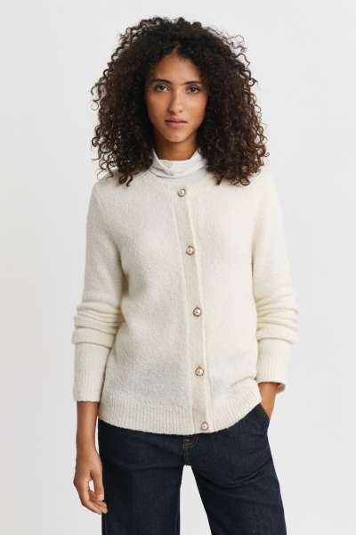 KARDIGÁN GANT BOUCLE C-NECK CARDIGAN CREAM