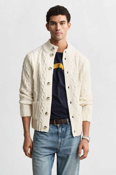 KARDIGÁN GANT CABLE CARDIGAN CREAM