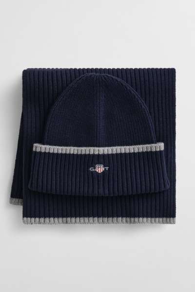 KÉSZLET SAPKA ÉS SÁL GANT ESSENTIAL GIFT SET MARINE