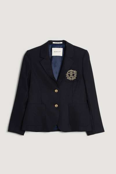 ZAKÓ GANT SLIM WOOL FLANNEL CREST BLAZER EVENING BLUE