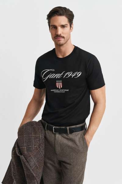 PÓLÓ GANT GRAPHIC  T-HIRT BLACK