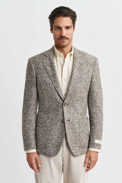 ZAKÓ GANT CHECKED KNIT BLAZER SEED MELANGE