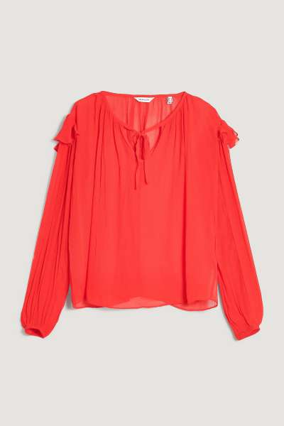 BLÚZ GANT REL VISCOSE FRILL BLOUSE BOLD RED