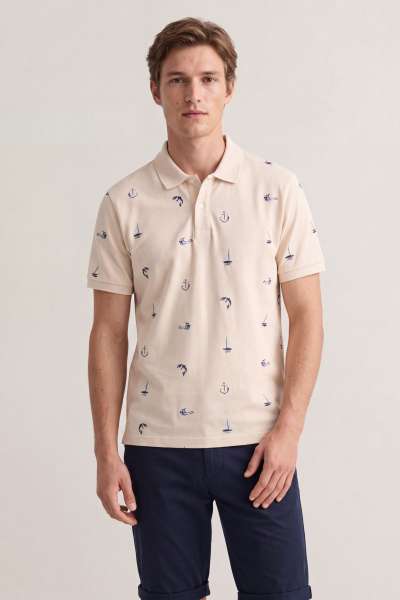PÓLÓ GANT EMBROIDERED  POLO CREAMED WHITE