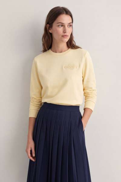 ELEGÍTŐFELSŐ GANT REG TONAL SHIELD C-NECK SWEAT VANILLA YELLOW