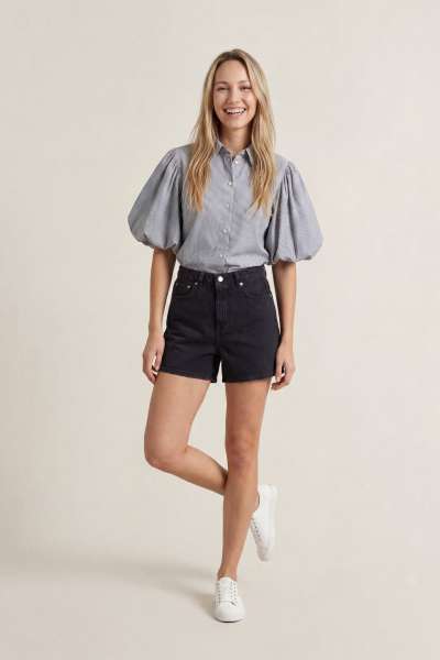 RÖVIDNADRÁG GANT DENIM SHORTS BLACK WORN IN