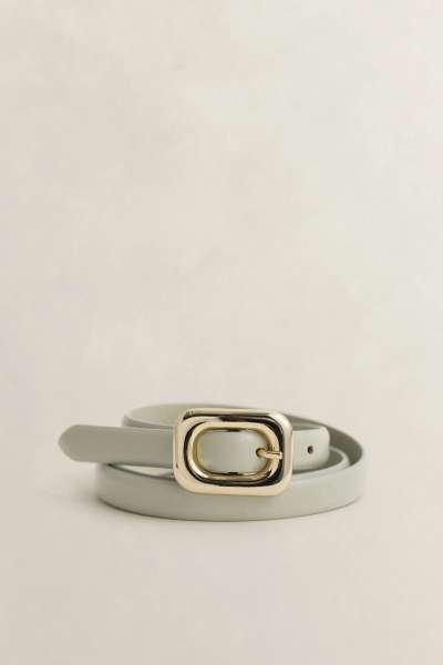 ÖV GANT ROUNDED BUCKLE SLIM LEATHER BELT COUNTRY BEIGE