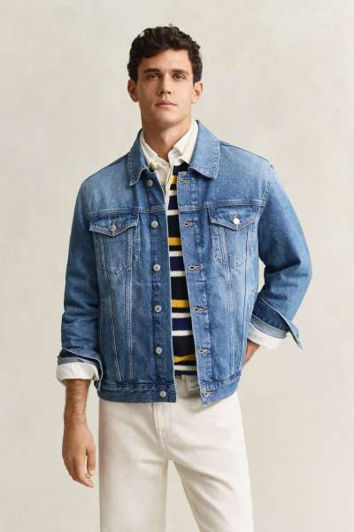 DZEKI GANT DENIM TRUCKER JACKET MID BLUE