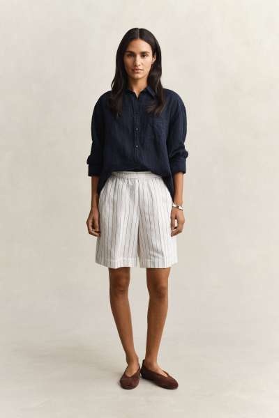 RÖVIDNADRÁG GANT STRIPED LINEN BLEND PULL ON SHORTS EGGSHELL