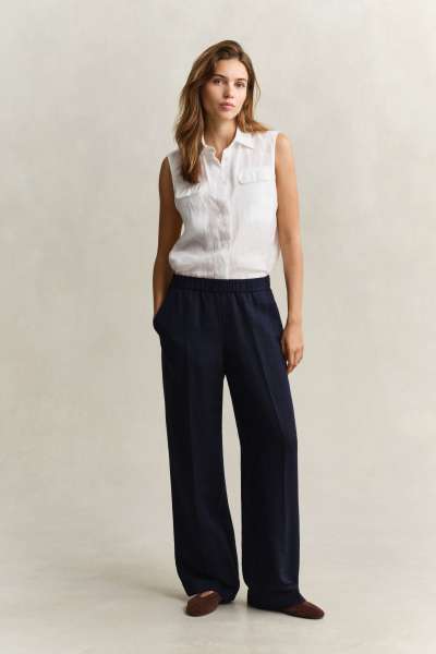 NADRÁG GANT LINEN BLEND PULL ON PANTS EVENING BLUE