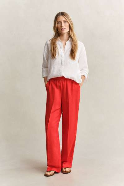 NADRÁG GANT LINEN BLEND PULL ON PANTS PERFECT RED