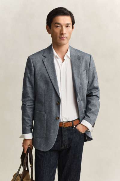 ZAKÓ GANT INDIGO HERRINGBONE SUIT JACKET MARINE