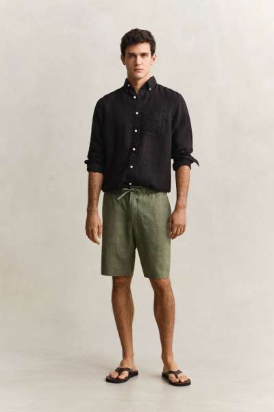 RÖVIDNADRÁG GANT REG LINEN DS SHORTS DRY HERB GREEN