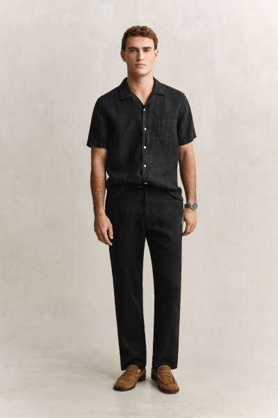 NADRÁG GANT REG LINEN D PANT BLACK