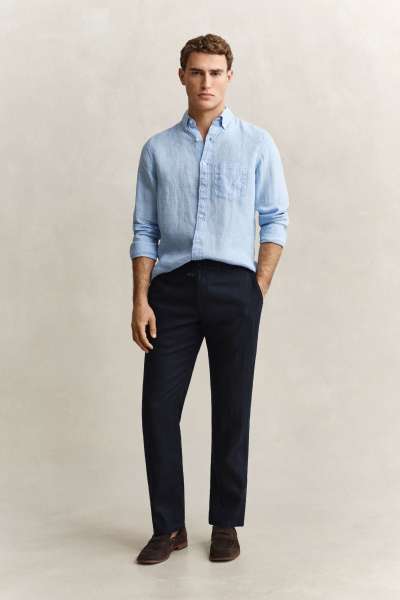 NADRÁG GANT REG LINEN DS PANTS EVENING BLUE