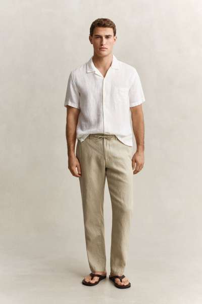 NADRÁG GANT REG LINEN DS PANTS OAT BEIGE