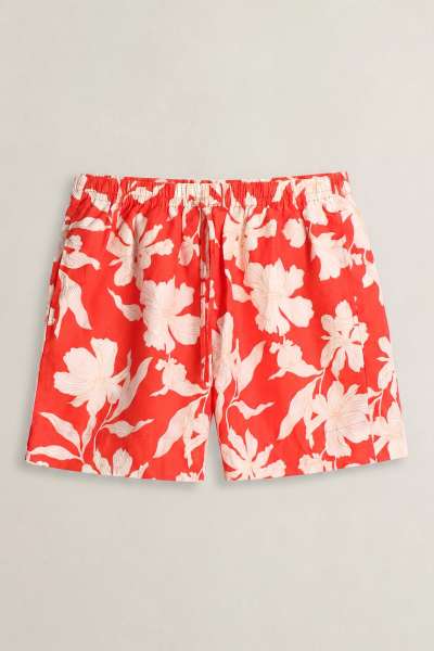 RÖVIDNADRÁG GANT FLORAL PRINT LINEN PULL ON SHORTS PERFECT RED