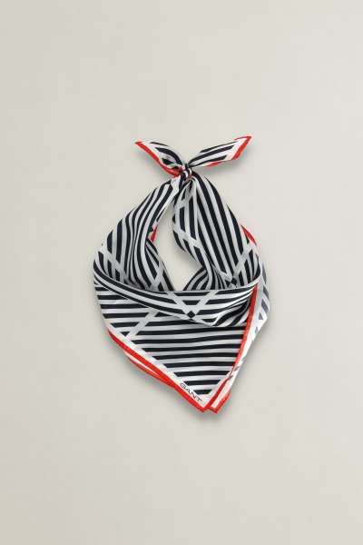 SÁL GANT STRIPED PRINT SILK SCARF MARINE