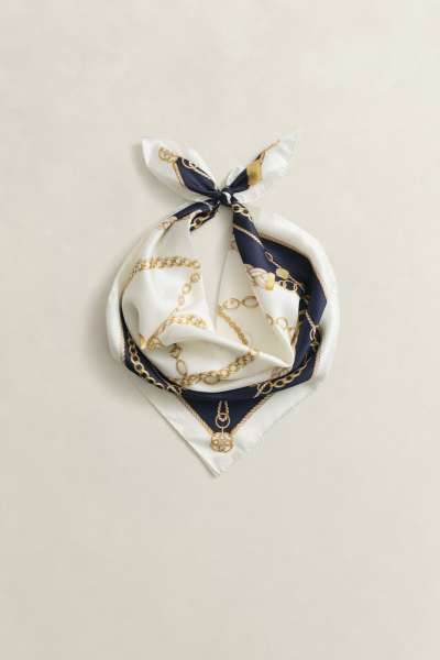 SÁL GANT CHAIN PRINT SILK SCARF EVENING BLUE