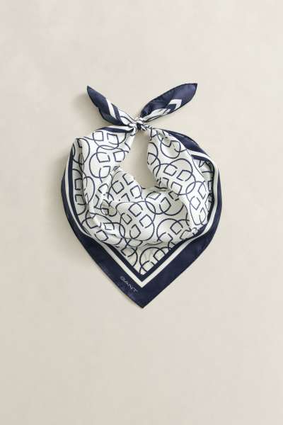 SÁL GANT MONOGRAM PRINT SILK SCARF CREAM
