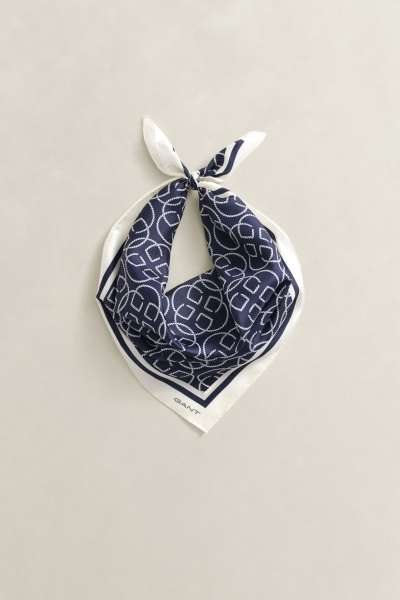 SÁL GANT MONOGRAM PRINT SILK SCARF EVENING BLUE