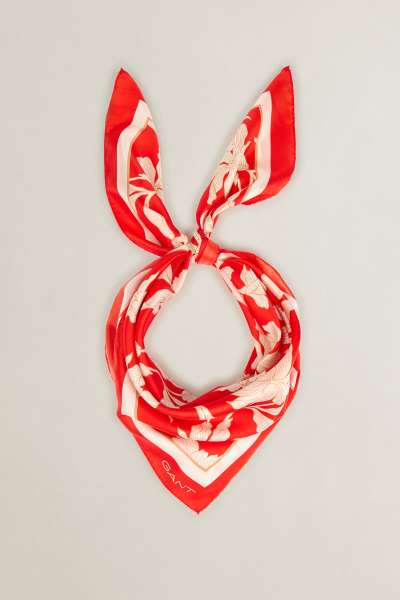 SÁL GANT FLORAL PRINT SILK SCARF PERFECT RED