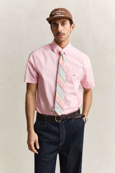 ING GANT REG CASSIC POPIN SS SHIRT WASHED PINK