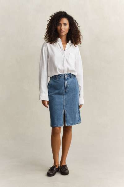 SZOKNYA GANT DENIM PENCIL SKIRT MID BLUE