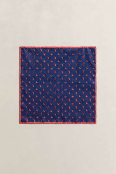 ZSEBKENDŐ GANT CRAB PRINT POCKET SQUARE RICH NAVY