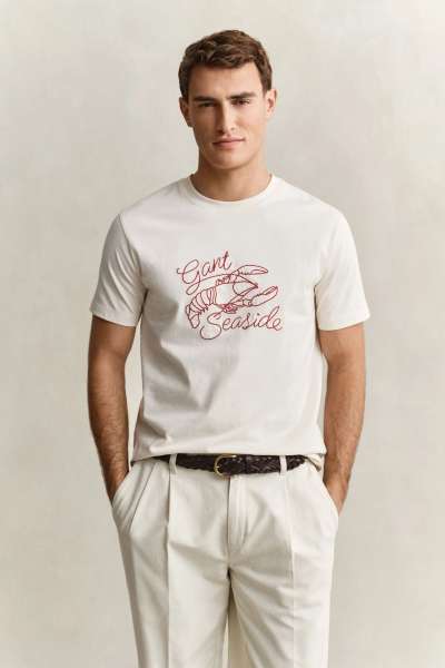 PÓLÓ GANT EMBROIDERED  THIRT CREAM