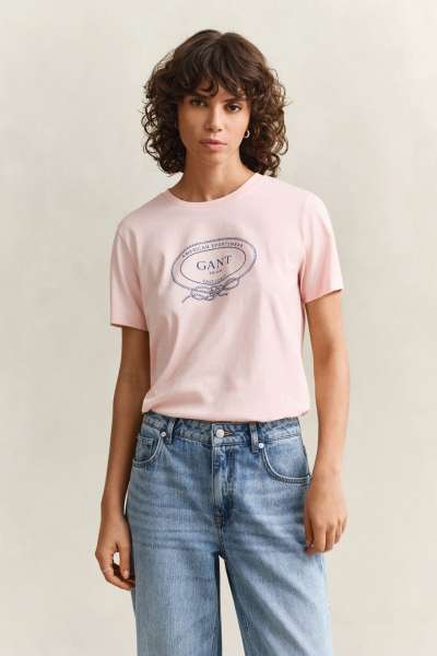 PÓLÓ GANT GRAPHIC PRINT SS T-SHIRT APRICOT PINK