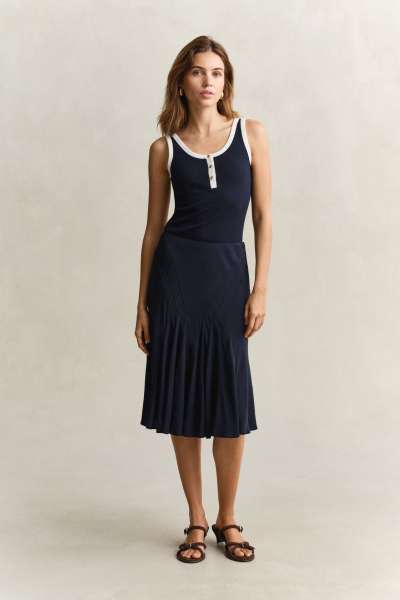 SZOKNYA GANT BIAS CUT FLARED SKIRT EVENING BLUE