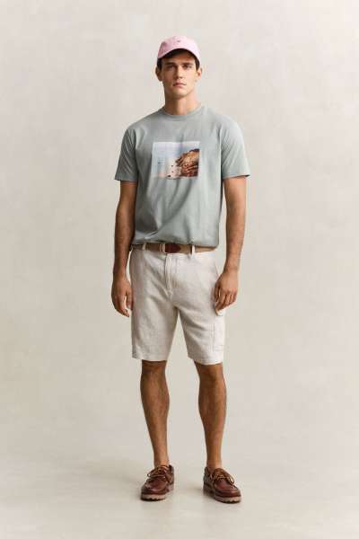RÖVIDNADRÁG GANT REG LINEN CARGO SHORTS SAND