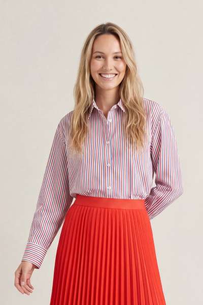 BLÚZ GANT STRIPE HABOTAI SILK BLOUSE PERFECT RED