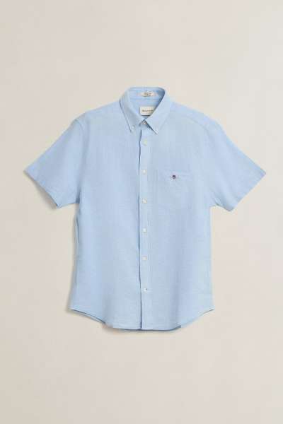 ING GANT REG COTTON LINEN  HIRT KY BLUE