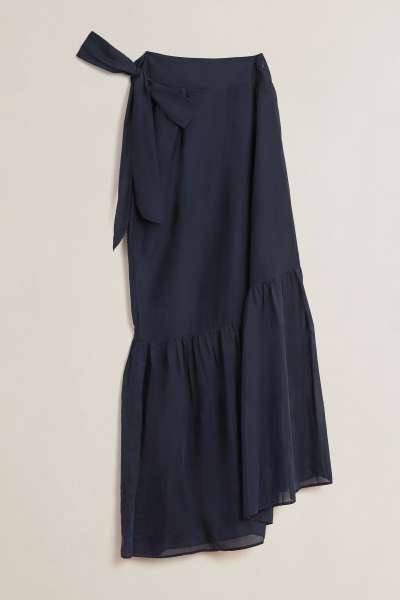 RUHA GANT CTN SILK ONE SHOULDER MAXI DRESS EVENING BLUE