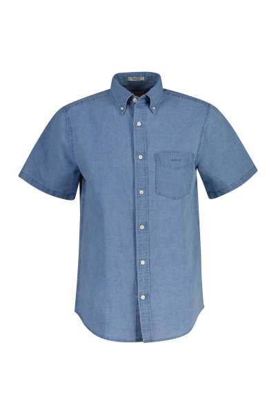 ING GANT REG COTTON/LINEN INDIGO SS SHIRT SEI LIGHT BLUE