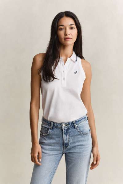 PÓLÓ GANT REG SLEEVELESS PIQUE POLO WHITE